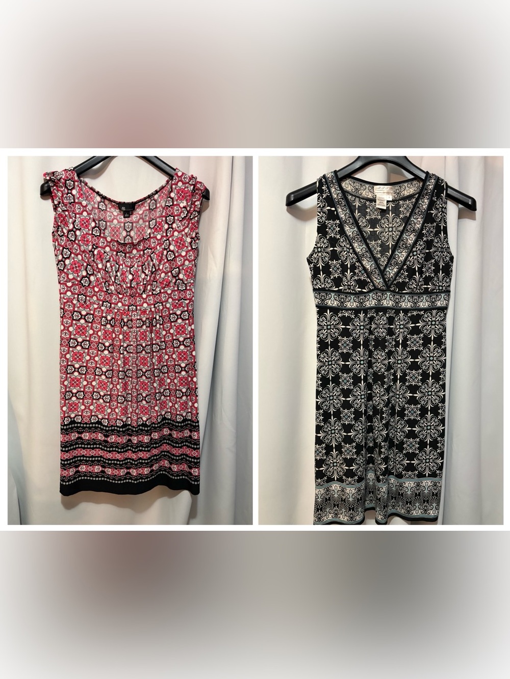 Lot of 2 Both fit Small Printed Sleeveless Dresses - Pink & Black